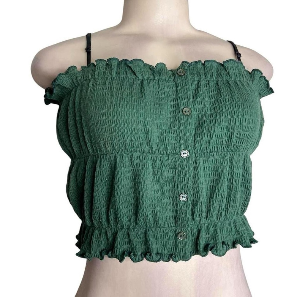 Green Smocked Textured Cami Top